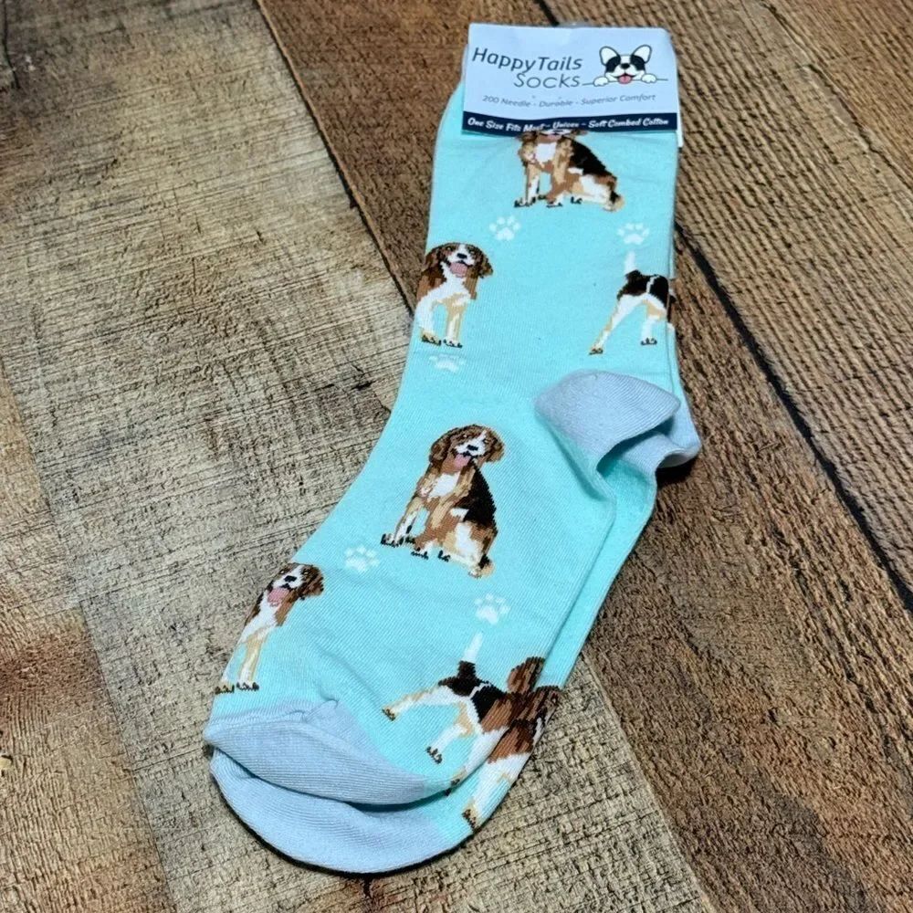 Happy Tails brand socks featuring beagle dog design NWT
